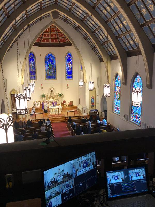 CHARLOTTE — Bishop Peter Jugis celebrated Mass on Ash Wednesday at St. Patrick Cathedral. The Mass was livestreamed on the Diocese of Charlotte’s YouTube channel. (Photo by SueAnn Howell, Catholic News Herald)