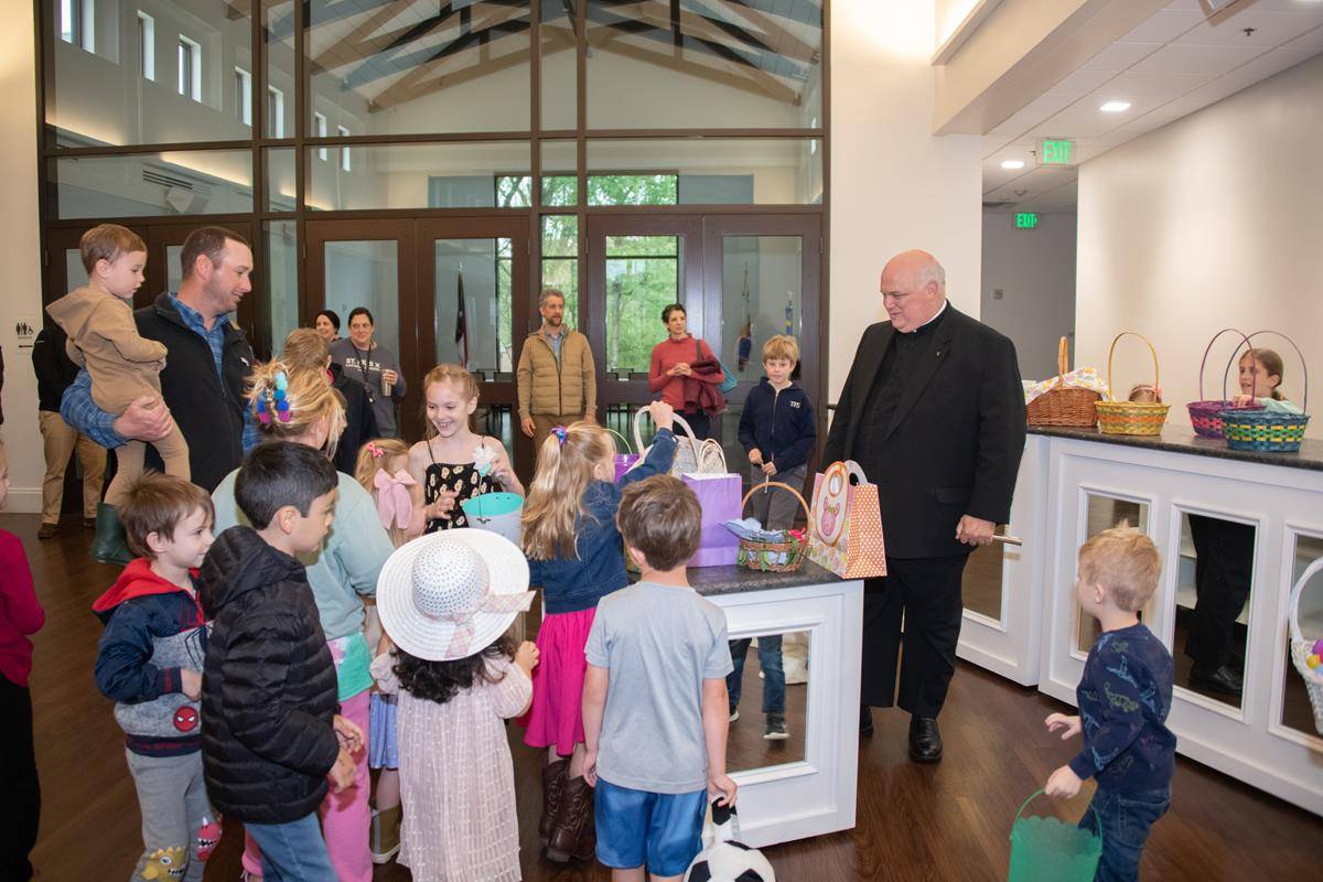 Easter baskets blessed at St. Pius X Church in Greensboro. (Photo by Maryann Luedtke)