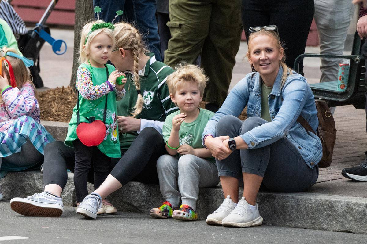 Students, staff and family of St. Patrick school march in the parade.