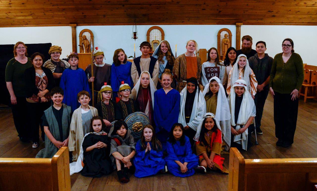 SYLVA —The youth group’s special presentation was under the direction of Sara Freeman, parish catechetical program leader, and Della Sue Bryson. (Photo provided by Scott Freeman and Della Sue Bryson | Catholic News Herald)